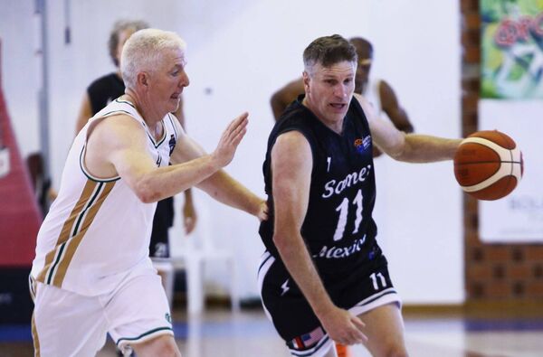 Naas Serpents player, John Clancy (left) in action for the Ireland M60 team in Greece Naas Serpents player, John Clancy (left) in action for the Ireland M60 team in Greece