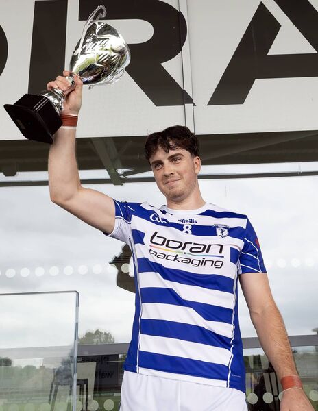 Naas captain Conan Boran lifts the Senior Hurling League Division 1 trophy Photo: Sean Brilly Naas captain Conan Boran lifts the Senior Hurling League Division 1 trophy Photo: Sean Brilly