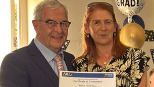 <p>Cllr Seamie Moore with Maynooth University's Caroline Creamer</p>