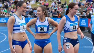 <p>Sarah Millea (Celbridge) finalist in the 200m, with Loreena Harrison (3rd overall) and Leila Colfer.</p> <p>Sarah Millea (Celbridge) finalist in the 200m, with Loreena Harrison (3rd overall) and Leila Colfer.</p>