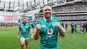 <p>The Eadestown ironman, Tadhg Beirne, celebrates Ireland winning the 2026 Triple Crown. Photo: ©INPHO</p>
