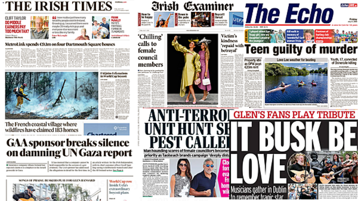What the papers say: Friday's front pages