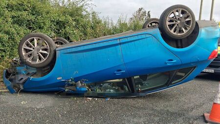 Suspected drug driver overturns car on Kildare road