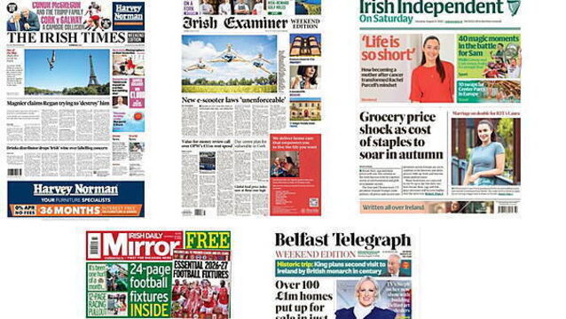 What the papers say: Saturday's front pages What the papers say: Saturday's front pages