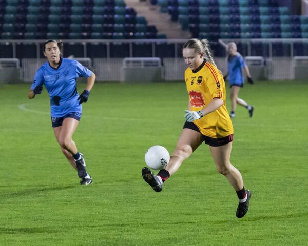 St Laurence's captain Ava Marron in action during last year's final Eadestown Photo: Aisling Hyland.