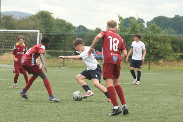 Man of the match Calvin Kelly Smith taking on Drogheda United defence during the U14s 4-1 win Man of the match Calvin Kelly Smith taking on Drogheda United defence during the U14s 4-1 win