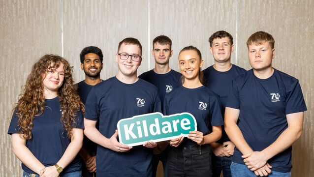<p>Students and apprentices from Co Kildare taking part in the showcase. (back row) Saikumar Kothapally, Conall Pakenham, Sam Sheehan; (front row) Méabh Gannon, Oliver Finneran, Leigh Ann Keogh and Adam Farrell</p>