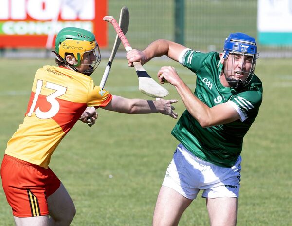 Conn Kehoe (Moorefield) breaks through the tackle by Thomas Roe (St Laurence's) Conn Kehoe (Moorefield) breaks through the tackle by Thomas Roe (St Laurence's)