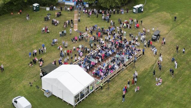<p>The event at Fr Moore's Well in Rathbride attracted around 1,000 people</p>
