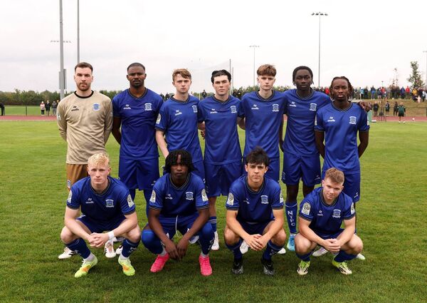 The Newbridge Town team before their historic first game inthe FAI National League against CK United at SETU Sports Complex in Carlow. Photo by Michael P Ryan/Sportsfile The Newbridge Town team before their historic first game inthe FAI National League against CK United at SETU Sports Complex in Carlow. Photo by Michael P Ryan/Sportsfile