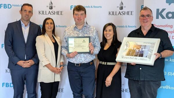 Ger Alley (General Manager, Killashee), Magda Egan (Head of HR and People, Killashee), Emmett Mangan (Project Pathways graduate), Aine Moore (Job Coach, Kare) and Peter Furlong (Operations Manger, Kare) at the Project Pathways graduation in Killashee Hotel Ger Alley (General Manager, Killashee), Magda Egan (Head of HR and People, Killashee), Emmett Mangan (Project Pathways graduate), Aine Moore (Job Coach, Kare) and Peter Furlong (Operations Manger, Kare) at the Project Pathways graduation in Killashee Hotel