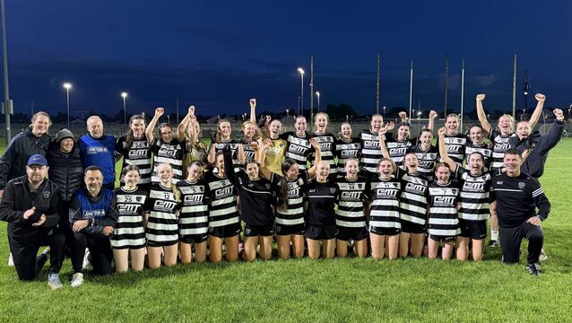 <p>Kilcullen celebrate after beating Sarsfields to reach the club's first ever senior county final</p>