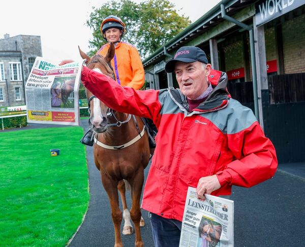 Trainer Richard Brabazon and Michelle Cox with Korbus Trainer Richard Brabazon and Michelle Cox with Korbus
