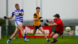<p>Dermot Hanafin scores the first goal of the game for Naas Photo: INPHO/James Lawlor</p> <p>Dermot Hanafin scores the first goal of the game for Naas Photo: INPHO/James Lawlor</p>