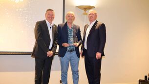 <p> Kenneth Aldridge (middle) pictured with Richard Sykes, SVP and President, UK & Ireland (left) and Dinny Crowe, Vice President, Operations, ABM (right) receiving his award at the One ABM Awards</p> <p> Kenneth Aldridge (middle) pictured with Richard Sykes, SVP and President, UK & Ireland (left) and Dinny Crowe, Vice President, Operations, ABM (right) receiving his award at the One ABM Awards</p>