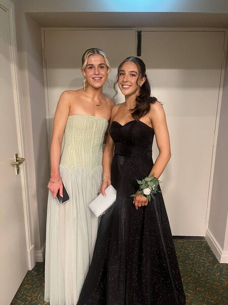 Anna Hynes and Molly Lawlor after their quick outfit change and all ready to go for the St Mary's College debs at the Keadeen Hotel. Anna Hynes and Molly Lawlor after their quick outfit change and all ready to go for the St Mary's College debs at the Keadeen Hotel.
