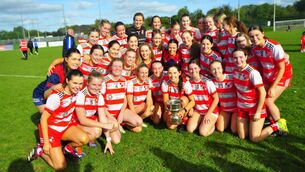 <p>Cappagh celebrate after their one point win over Naas in the Kildare LGFA Joe Mallon Motors Intermediate Football Championship Final. Photo: Martin Rowe </p>