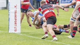 <p>Tom Sheedy goes over for for a much-need try for Athy just before half time. Photos: Aisling Hyland.</p> <p>Tom Sheedy goes over for for a much-need try for Athy just before half time. Photos: Aisling Hyland.</p>