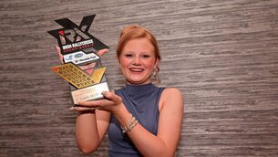 <p>Leah McManus with her National Championship trophy at the IRX Irish Rallycross Championship Awards. Photo: Barry Cregg</p> <p>Leah McManus with her National Championship trophy at the IRX Irish Rallycross Championship Awards. Photo: Barry Cregg</p>