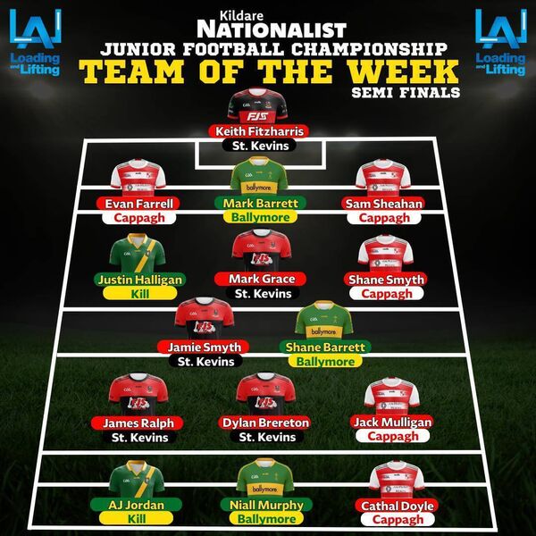 The Loading and Lifting Kildare Nationalist Junior Football Championship Team of the Week - Semi-Finals