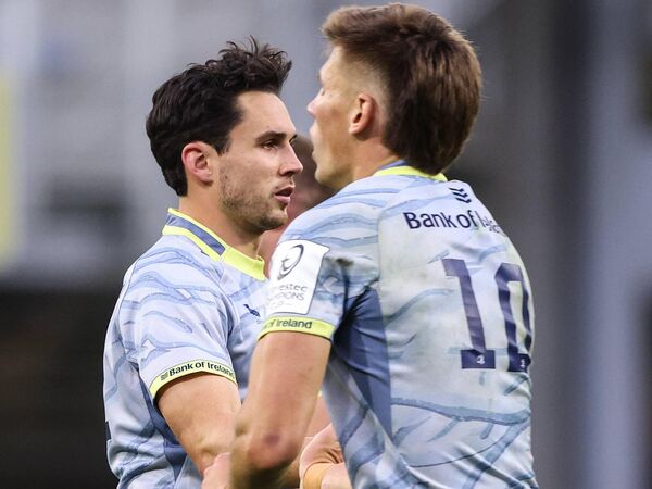 A special moment for Kildare rugby as Athy's Joey Carbery makes his first appearance for Leinster in eight years, replacing Suncroft's Sam Prendergast against Clermont. Photo: INPHO/Ben Brady. A special moment for Kildare rugby as Athy's Joey Carbery makes his first appearance for Leinster in eight years, replacing Suncroft's Sam Prendergast against Clermont. Photo: INPHO/Ben Brady.